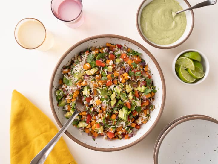 Try This Roasted Veggie Rice Salad for Its Creamy Avocado Dressing